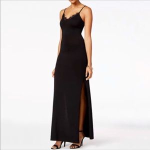 NWT XOXO Black Sleeveless Maxi Lace Cocktail Knit Dress M